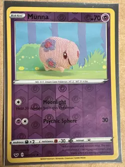 087/202 Munna : Reverse Holo Card : Sword & Shield Base SetPokemon TCG 3 For 2 - Image 1