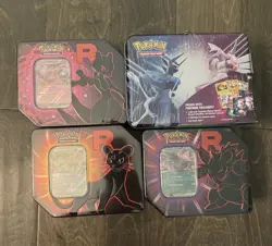 Pokemon Team Rocket Tin Set of 3 + 2022 Fall Collectors Chest NEW / SEALED !! - Image 1
