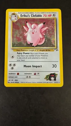 Pokemon TCG - Erika's Clefable Holo Rare 3/132-Excellent Condition-Gym Heroes - Image 2