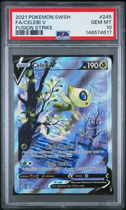 2021 POKEMON SWORD & SHIELD FUSION STRIKE #245 FULL ART/CELEBI V PSA 10 - Image 1