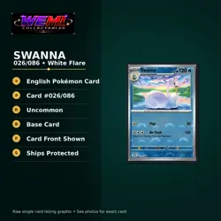 Pokemon White Flare Swanna 026/086 Pokeball Holo English TCG NM - Image 1