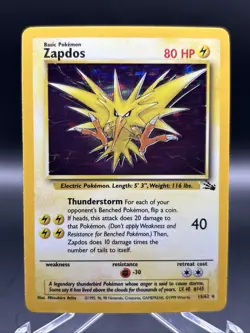 1999 POKEMON FOSSIL 30 ZAPDOS Holo Vintage - Image 1