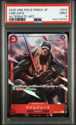 2025 ONE PIECE JAPANESE PRB02-PREMIUM BOOSTER #014 LIMEJUICE ALTERNATE ART PSA9 - Image 1