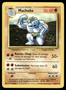 Pokemon Cards Machoke 34/102 Base Set WOTC Unlimited Uncommon LP *2 - Image 1