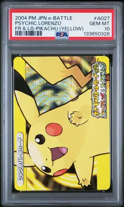 2004 POKEMON JAPANESE E-BATTLE FIRERED & LEAFGREEN #A027 PSYCHIC LORENZO PSA 10 - Image 1