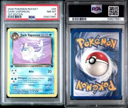 2000 POKEMON ROCKET | 1ST EDITION DARK VAPOREON 45 PSA 8 - Image 3