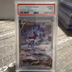 2023 Pokemon SWSH Suicune V Ultra Rare Holo Crown Zenith GG38 PSA 9 - Image 1