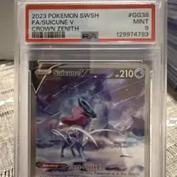 2023 Pokemon SWSH Suicune V Ultra Rare Holo Crown Zenith GG38 PSA 9 - Image 3