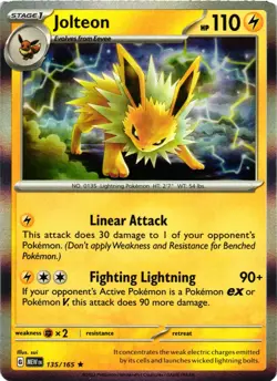 Pokemon TCG Scarlet And Violet 151 Jolteon Holo Rare 135/165 VLP - Image 1