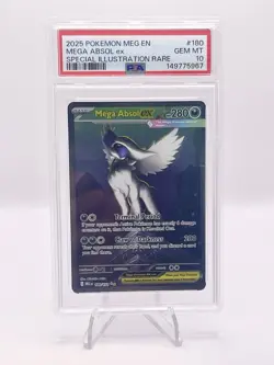 2025 Pokemon Mega Evolution #180/132 Mega Absol Ex Spec Illustration Rare PSA 10 - Image 1