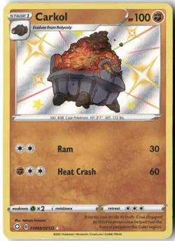 Carkol, Pokemon Shining Fates: Shiny Vault Shiny Holo Rare, SV068/SV122 NM - Image 1
