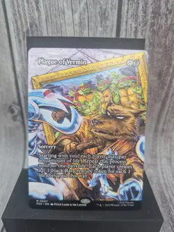 Plague of Vermin (Borderless) 0007 PZA Teenage Mutant Ninja Turtles TMNT MTG NM - Image 1