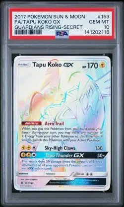 Pokemon Tapu Koko GX Guardians Rising Secret Rare #153 PSA 10 Gem Mint - Image 1
