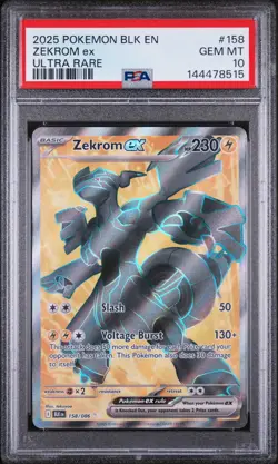 2025 POKEMON BLK EN-BLACK BOLT ULTRA RARE #158 ZEKROM EX PSA 10 - Image 1