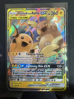 Pokemon Raichu & Alolan Raichu GX TAG TEAM Holo SM-Unified Minds 54/236 - Image 1