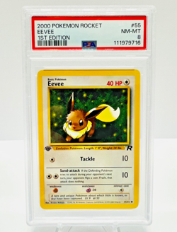 2000 Pokemon Team Rocket 1st Edition Eevee 55/82 PSA 8 NM-MT WOTC Vintage - Image 1