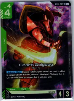 Char's Gelgoog GD01-023 Newtype Rising - Gundam Card Game - NM - Image 1