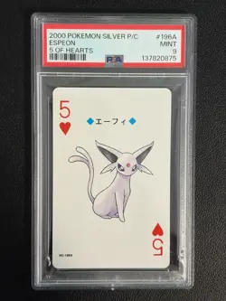 2000 POKEMON SILVER VERSION PLAYING CARDS 5 OF HEARTS #196A ESPEON PSA 9 - Image 3