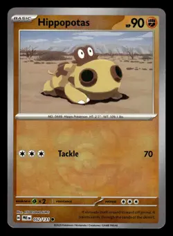 Hippopotas 052/131 Masterball Reverse Holo Prismatic Evolutions Pokemon Card - Image 1