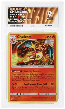 Pokemon TCG Ace 9 Charizard 14/181 Cracked Ice Holo Rare 2019 S&M Team Up Pop 3 - Image 1