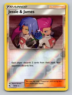Jessie & James 58/68 Holo Rare Hidden Fates Pokemon Reverse Holo NM - Image 1