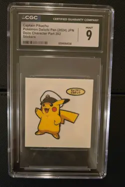 CGC 9 Captain Pikachu Pokemon Daiichi Pan Licensed Sticker Mint - Image 1