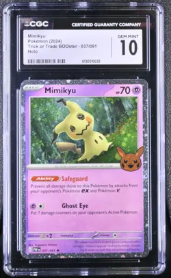 CGC 10 MIMIKYU COSMOS HOLO 037/091 TRICK OR TRADE BOOSTER POKEMON 2024 GEM MINT - Image 1