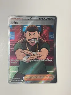 Pokemon TCG Judge 228/091 SV: Paldean Fates Ultra Rare Full Art Holo Trainer Eng - Image 1
