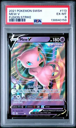 2021 POKEMON SWORD & SHIELD FUSION STRIKE #113 MEW V PSA 6 - Image 1