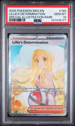 2025 POKEMON MEG EN-MEGA EVOLUTION #184 LILLIE'S DETERMINATION PSA 10 - Image 1