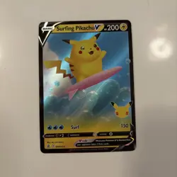 Pokemon Surfing Pikachu V Ultra Rare Full Art Holo 008/025 Celebrations TCG - Image 1