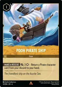 Disney Lorcana TCG - Azurite Sea Pooh Pirate Ship Rare 32/204 - Image 1