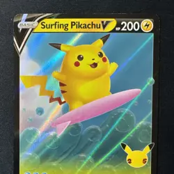 Pokemon TCG Surfing Pikachu v Celebrations Holo Ultra Rare Card 008/025 - Image 3