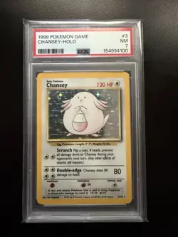 Pokemon TCG Chansey 3/102 Base Set Shadowless Unlimited Holo Rare - Image 1