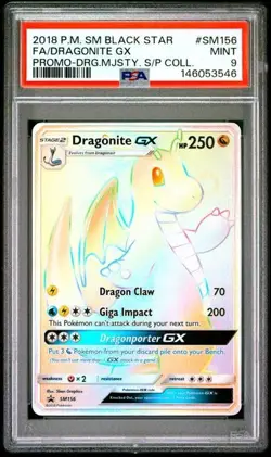 2018 POKEMON S&M DRAGON MAJESTY DRAGONITE GX #SM156 BLACK STAR PROMO HOLO PSA 9 - Image 1