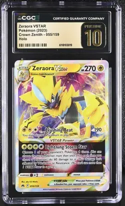 ✨ CGC 10 Pristine Zeraora VSTAR 055/159 Crown Zenith Ultra Rare Full Art Pokemon - Image 1
