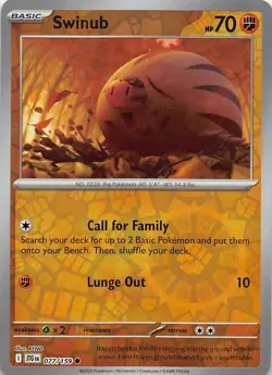 Swinub JTG 077/159 Journey Together Reverse Holo Pokemon TCG - Image 1