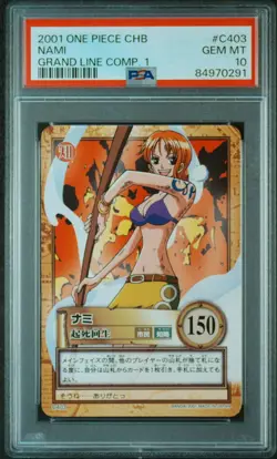 PSA10 C403 Nami Resurrection One Piece Hyper Battle Carddass BANDAI - Image 1