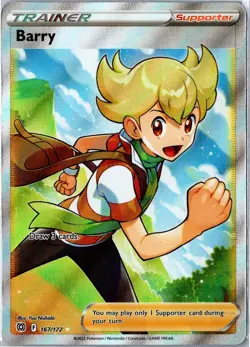 Pokemon Card - Barry 167/172 Brilliant Stars Ultra Rare Near Mint - Image 1