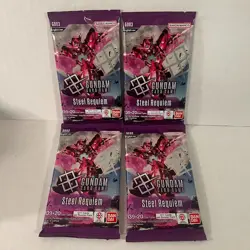 Lot of x4 Bandai Gundam Card Game Steel Requiem Booster Packs Loose Sealed Eng - Image 1