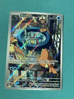 Pokemon TCG Squirtle Stellar Crown Illustration Card 148/142 Near Mint Condition - Image 1