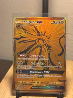 Pokemon TCG Solgaleo GX Full Art Gold Holo Promo Card Sun & Moon SM104a - Image 1