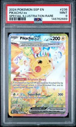 2024 POKEMON SSP EN-SURGING SPARKS SPECIAL ILLUSTRATION RARE PIKACHU EX PSA 9 - Image 1