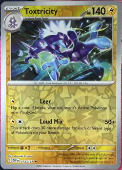 Toxtricity Reverse Holo Rare - 072/197 - Obsidian Flames Pokemon 2023 - Image 1