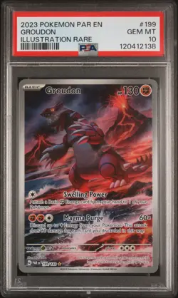 2023 POKEMON PAR EN-PARADOX RIFT ILLUSTRATION RARE #199 GROUDON PSA 10 - Image 1