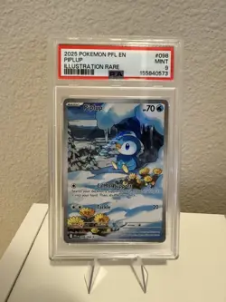 2025 POKEMON PFL EN-PHANTASMAL FLAMES ILLUSTRATION RARE #098 PIPLUP PSA 9 - Image 1