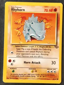 Rhyhorn 61/64 ✰Vintage✰ Jungle Set Regular, WOTC Pokemon 1999 •LP/MP - Image 1