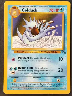 Golduck 35/62 ✰Vintage✰ Fossil Set Regular, WOTC Pokemon 1999 •MP - Image 1