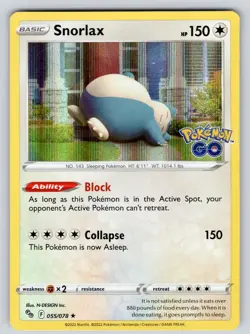 Snorlax 055/078 Holo Rare Pokemon GO Pokemon Near Mint - Image 1