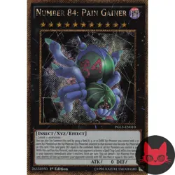 Yugioh Number 84: Pain Gainer PGL3-EN010 Gold Secret Rare 1st Edition NM - Image 1
